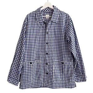 Sage de Cret Japan Mens Large Shirt Jacket Gingham Check Chore Utility Shacket